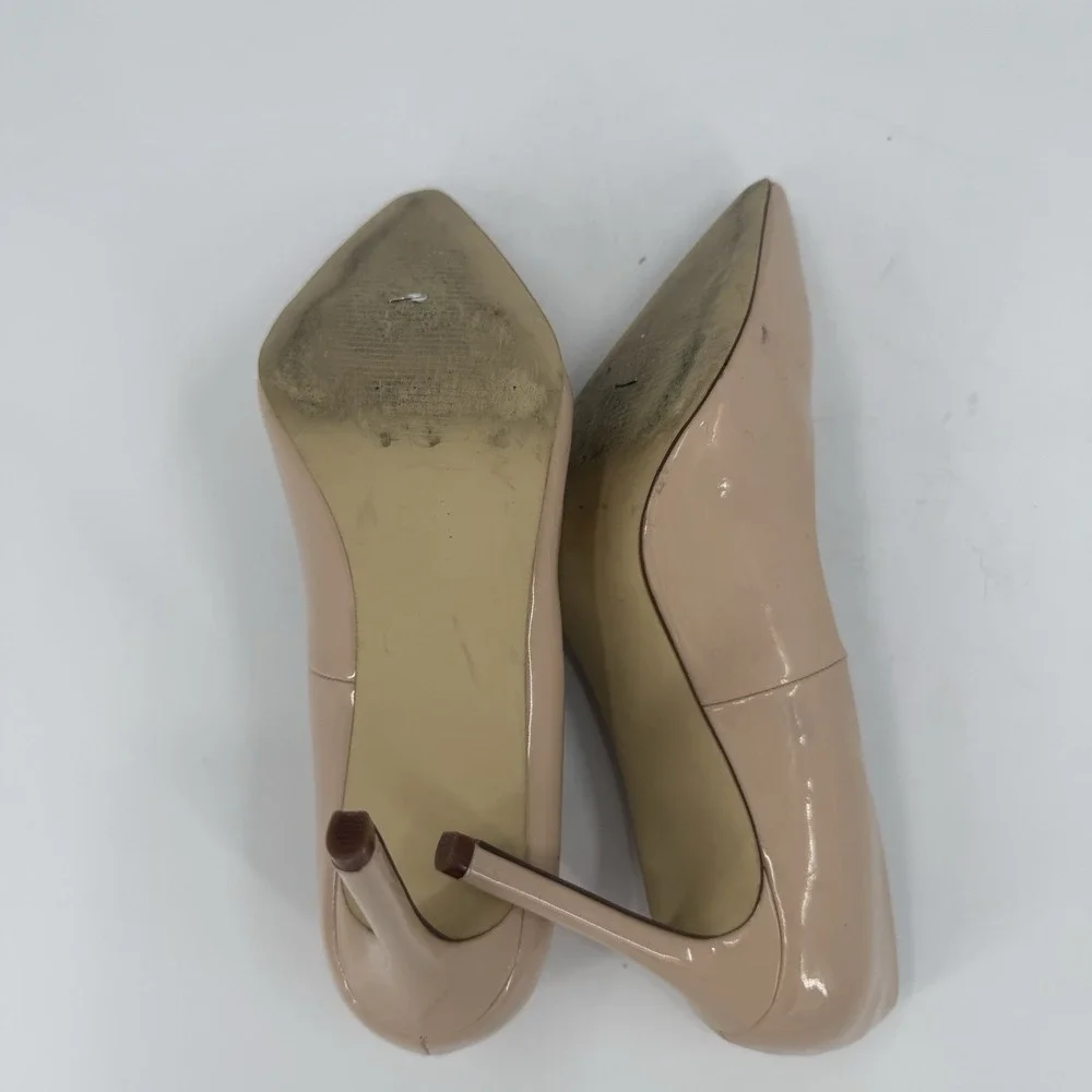 JustFab Lyssa Women's 9.5 Nude Patent Pointed Toe Stiletto Pumps Heels